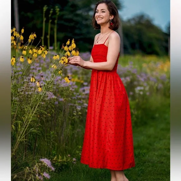 Red and black polka dot universal threads sleeveless medium - Picture 2 of 14